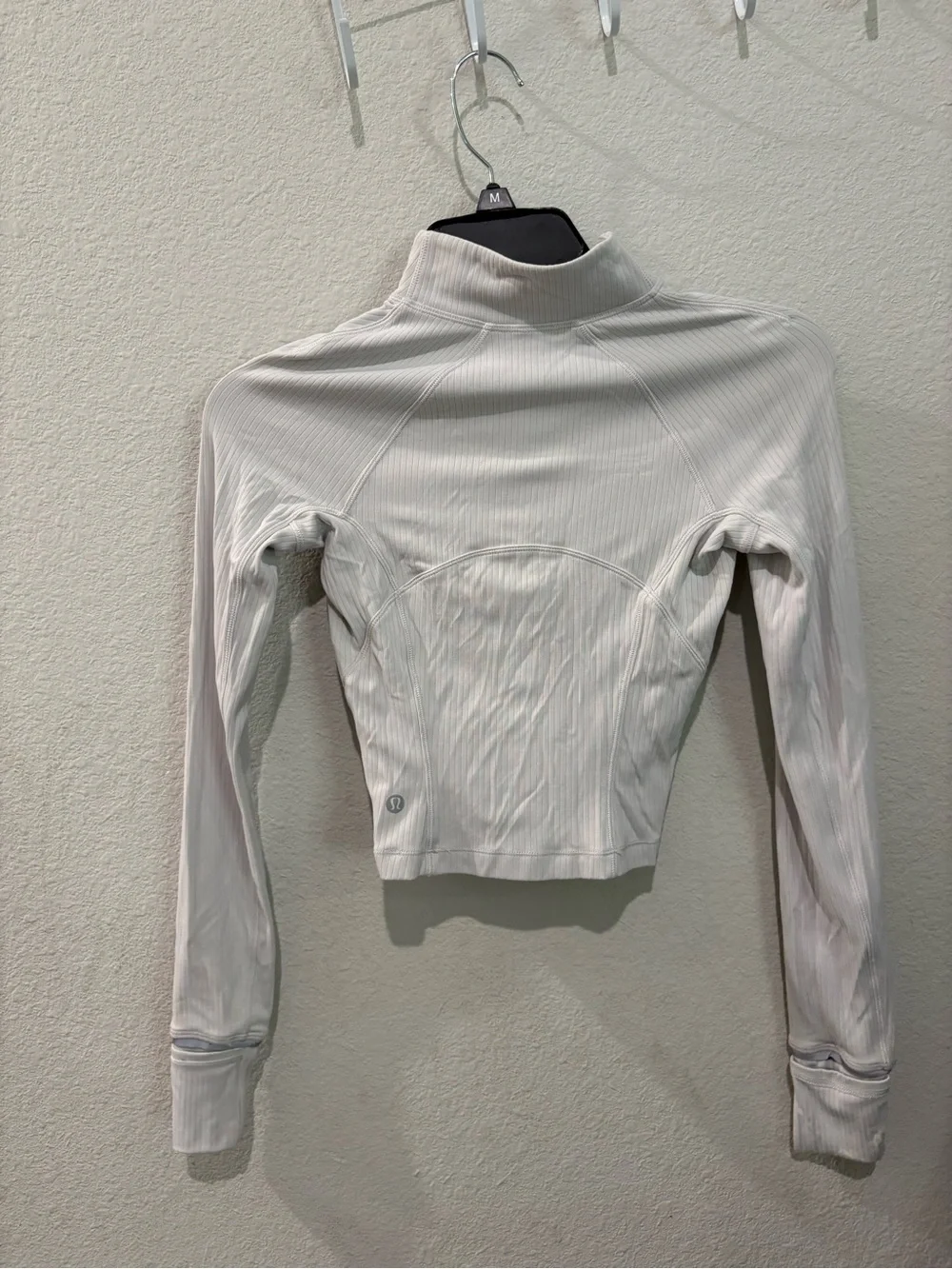 lululemon athletica Light Gray Ribbed Quarter-Zip Crop Pullover